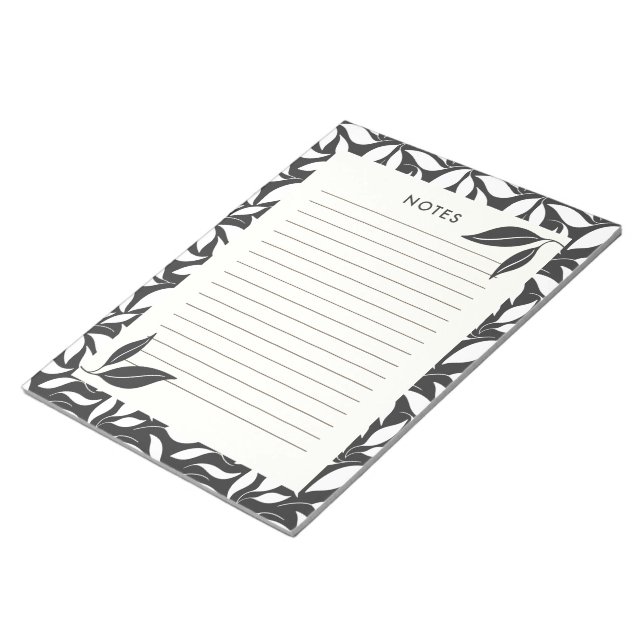 Bloco de Notas Botânico Preto Moderno (Inclinado)