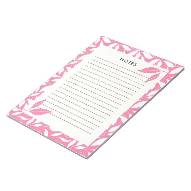 Bloco de Notas Botânico Rosa Choque Moderno (Inclinado)