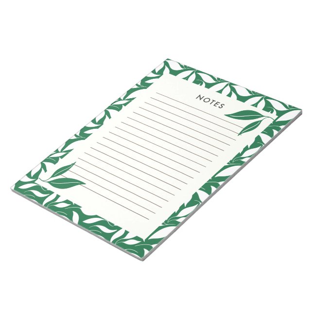 Bloco de Notas Botânico Verde Moderno (Inclinado)