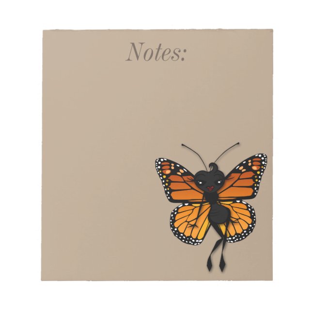 BLOCO DE NOTAS BOTÃO BOTTERFLY LADY NOTEPAD (Frente)