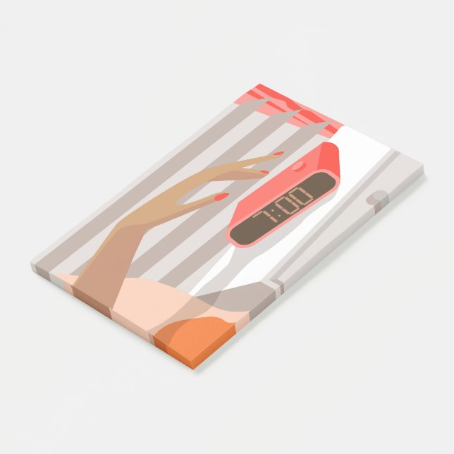 Bloco De Notas Botão de snooze do despertador da mão das mulheres (Inclinado)