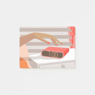 Bloco De Notas Botão de snooze do despertador da mão das mulheres