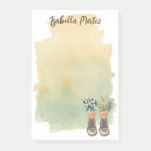Bloco De Notas Botas de Caminhada & Flores Silvestres