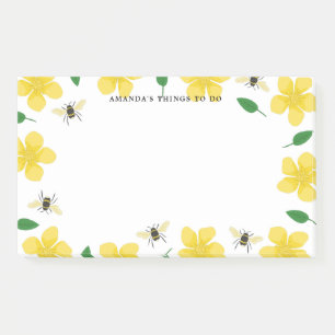 Bloco De Notas Bottercups & Bees - Nome Personalizado