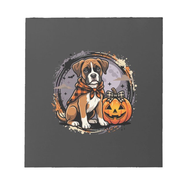 Bloco De Notas Boxer Dog Halloween Abóbora Sublimação (Frente)