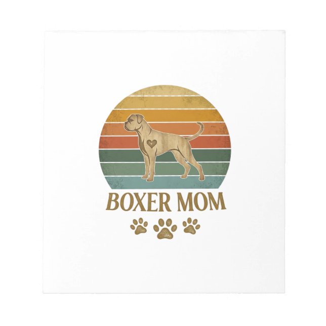 Bloco De Notas Boxer Mãe Cachorro Retro Pôr do Sol Pegadas_1 (Frente)