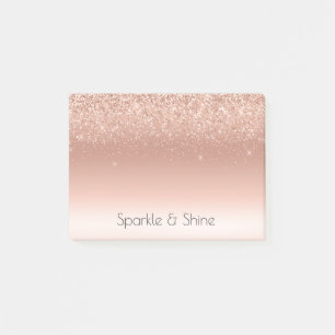 Bloco De Notas Branca Rosa Dourada Glitzy Sparkle