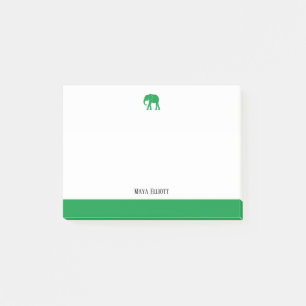 Bloco De Notas Branco com elefante verde e borda e nome