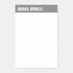 Bloco De Notas Branco de cinza chic de nome mínimo profissional