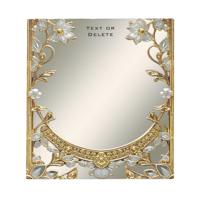 Bloco de notas branco de Ornamentado Dourado (Frente)