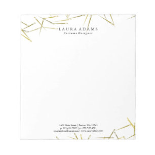 Bloco De Notas Branco do Ouro Agulha   Designer de Moda Elegante