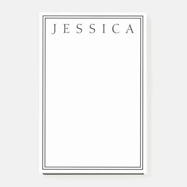 Bloco De Notas Branco e Preto | Seu nome (Frente)