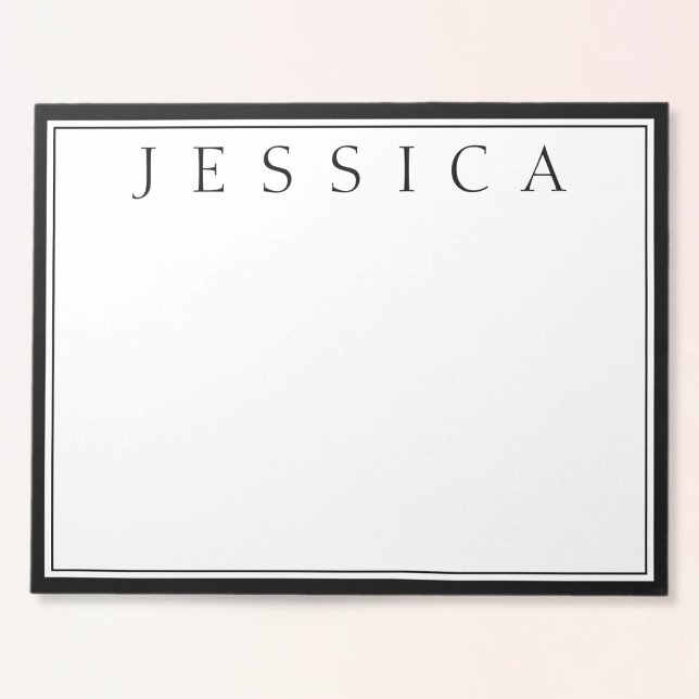 Bloco De Notas Branco e Preto | Seu nome (Criador carregado)