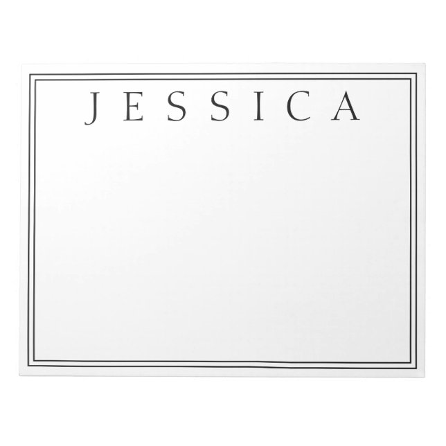 Bloco De Notas Branco e Preto | Seu nome (Frente)