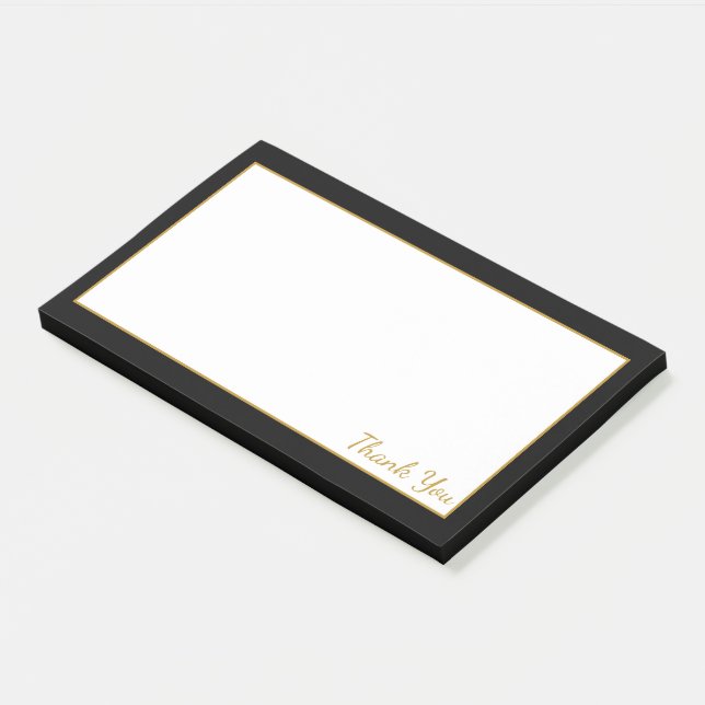 Bloco De Notas Branco Preto e Dourado (Inclinado)