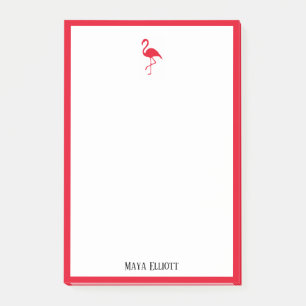 Bloco De Notas Branco sobre Cereja Brilhante Vermelho Flamingo & 