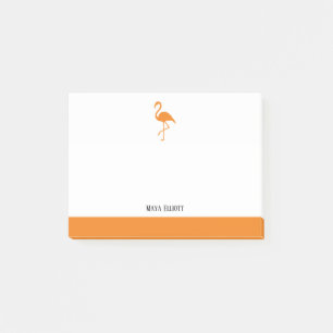 Bloco De Notas Branco sobre Flamingo Laranja e Borda com Nome