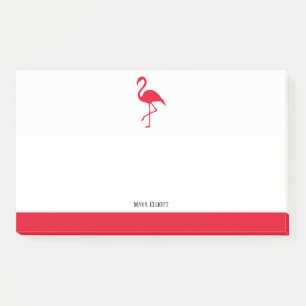 Bloco De Notas Branco sobre Flamingo Vermelho Brilhante e Borda c