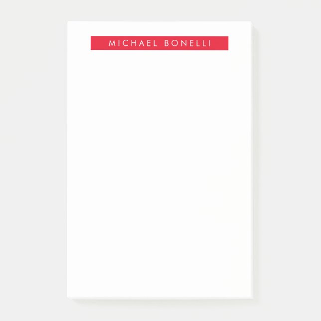 Bloco De Notas Branco vermelho moderno e elegante, simples e simp (Frente)