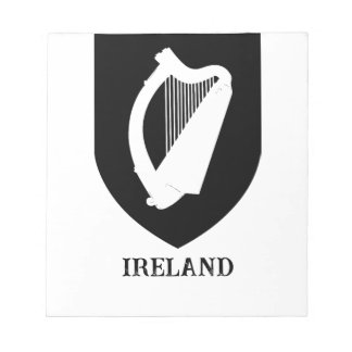 Bloco De Notas Brasão de Armas Irlandês Arte Minimalista Preto e