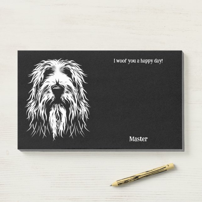 Bloco De Notas Briard Abstrato Art Dog Name (Na mesa)