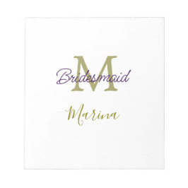Bloco De Notas Bride tribe monogram bridal shower simple golden p
