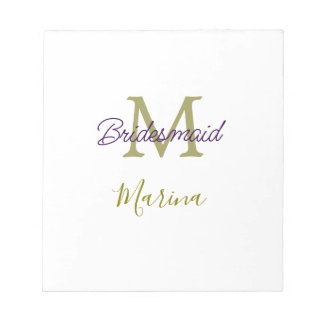 Bloco De Notas Bride tribe monogram bridal shower simple golden p