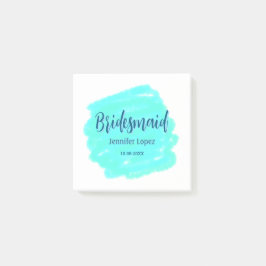 Bloco De Notas Bridesmaid azul verde aquarela adiciona nome data