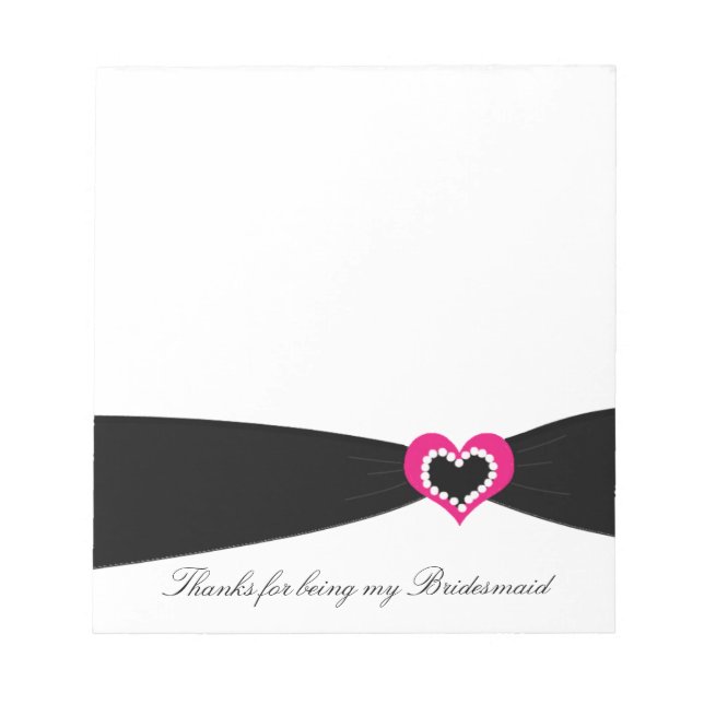 Bloco De Notas Bridesmaid da Fita Negra Obrigado Notepad (Frente)