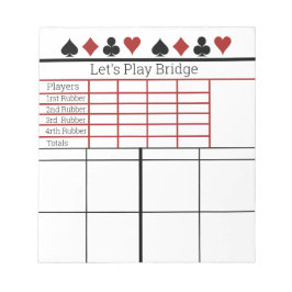 Bloco De Notas Bridge Card Game Score Pad