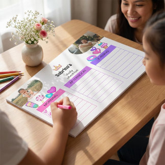 Bloco De Notas Bright Colorful Cute Kids Daily Checklist Photo 