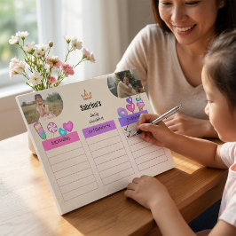 Bloco De Notas Bright Colorful Cute Kids Daily Checklist Photo 