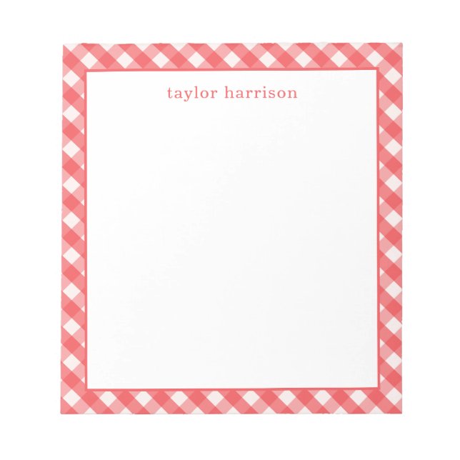 Bloco De Notas Bright Gingham Personalizado (Frente)
