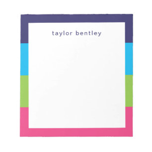 Bloco De Notas Bright Rugby Stripes Personalizadas Notepad