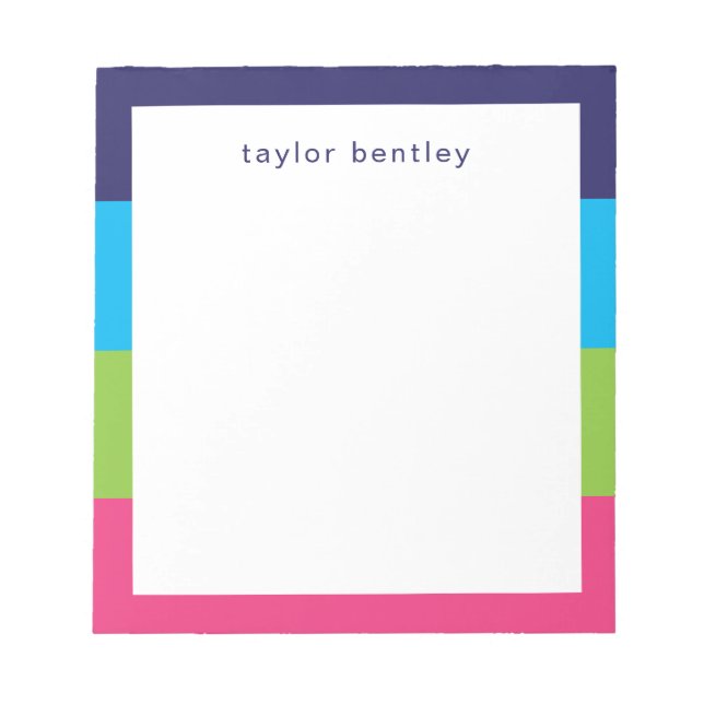 Bloco De Notas Bright Rugby Stripes Personalizadas Notepad (Frente)