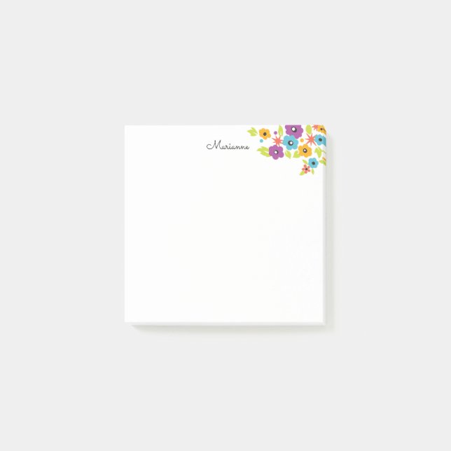 Bloco De Notas Bright Vintage Flowers Personal Notepad (Frente)