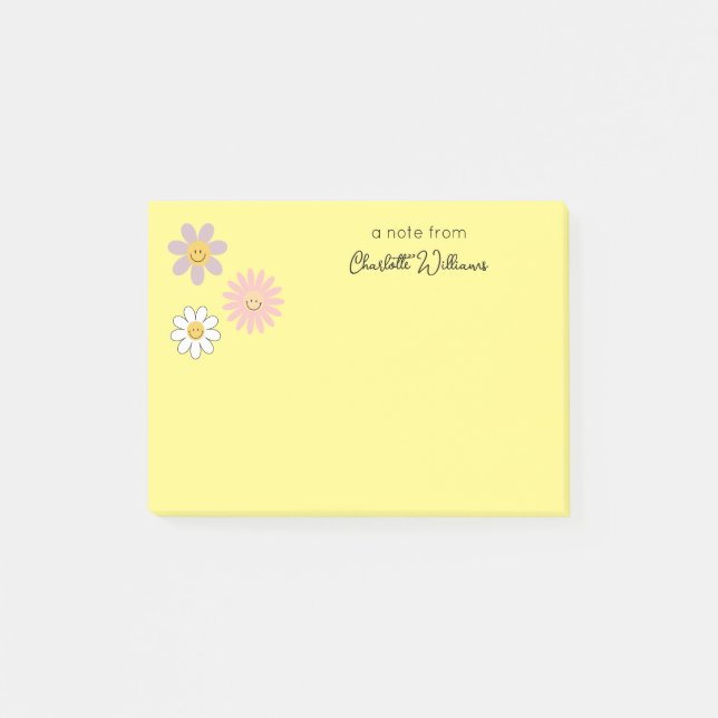 Bloco De Notas Bright Yellow Daisy Flowers Cute (Frente)
