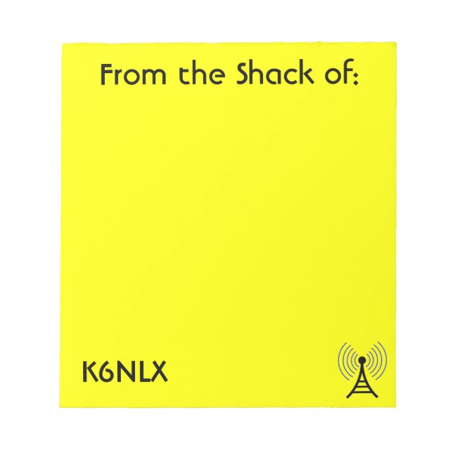 Bloco De Notas Bright Yellow Radio Call Sign Notepad (Frente)