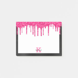 Bloco De Notas Brilhante Preto Rosa Quente Colorida Coloca Pequen