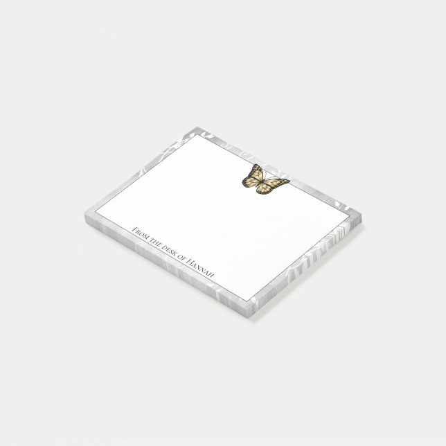 Bloco De Notas Brilhantes Notas Douradas da Borboleta (Inclinado)