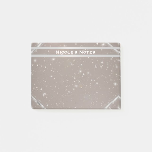 Bloco De Notas Brilho Celestial Glam Moderno Personalizado Tendên (Frente)