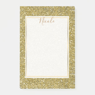 Bloco De Notas Brilho de Faux Dourado