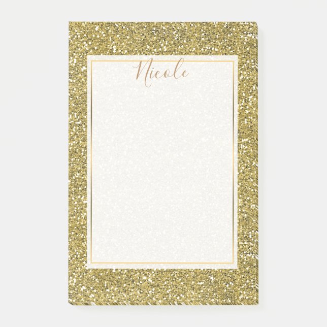 Bloco De Notas Brilho de Faux Dourado (Frente)