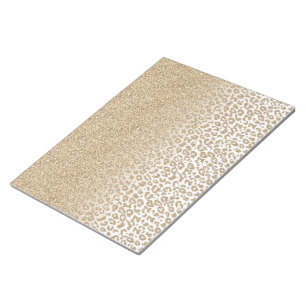 Bloco De Notas Brilho Dourado Tendência e Impressão de Leopardo G