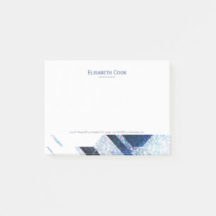 Bloco De Notas Brilho geométrico moderno branco & das Azul-Cinza