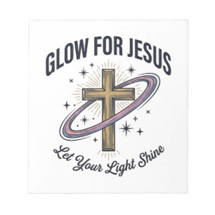 Bloco De Notas Brilho para Cruz Cristã Jesus Vetor Vintage