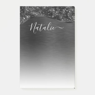 Bloco De Notas Brilho Preto Metálico Personalizado