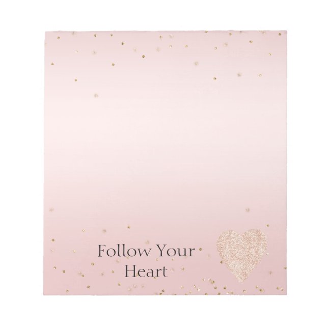 Bloco De Notas Brilho Rosa Glitter Amor Ouro Confete Coração (Frente)