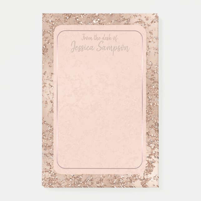 Bloco De Notas Brilho Rosa Rosa Choque Glamouroso Chic (Frente)