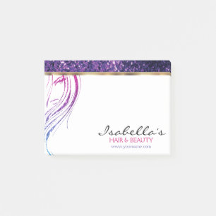 Bloco De Notas Brilho roxo - salão de beleza da menina